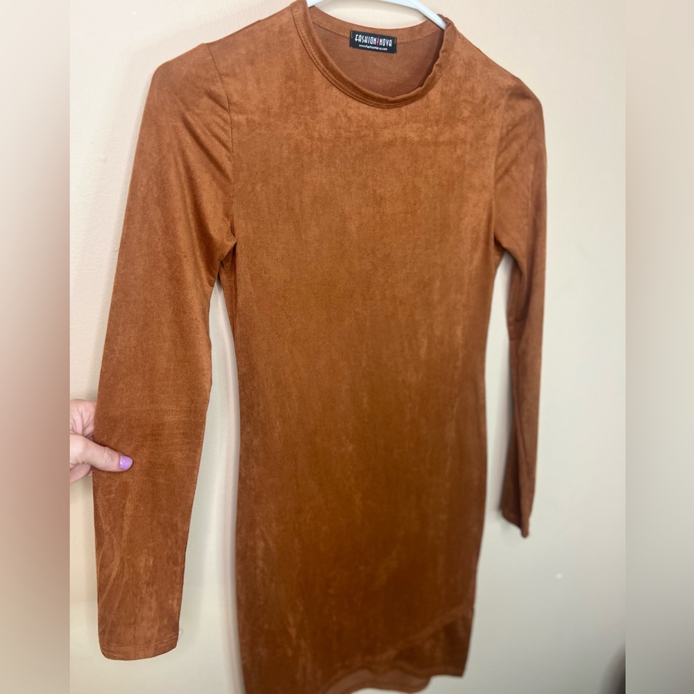 NWT Never worn Suede longe sleeve dress
